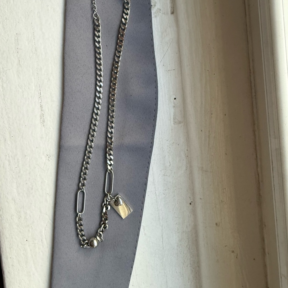 Silver Chain Necklace with Padlock Charm